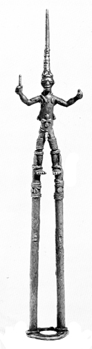 Figure 008015 Ldamie brass caster brass casting Dan 
				Gio people / Liberia; man on stilts private collection