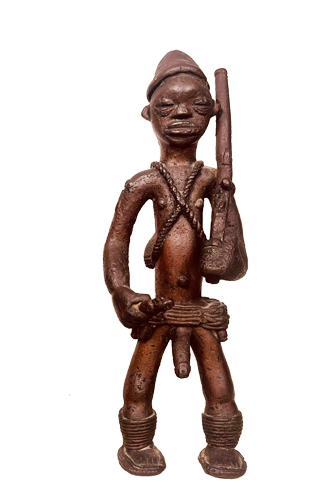 Liberia Bwaiwehn brass figure Figure 012001 Bwaiwehn brass caster brass casting We (Kran) people
/ Liberia; male figure with riflle