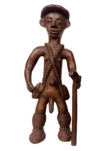 Liberia Bwaiwehn brass figure Figure 012001 Bwaiwehn brass caster brass casting We (Kran) people
/ Liberia; male figure with cane