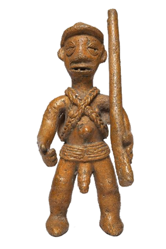 Liberia Bwaiwehn brass figure Figure 018003 Bwaiwehn brass caster brass casting We (Kran) people / Liberia; male soldier with rifle
