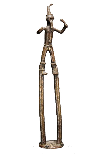 Figure 008045 Ldamie brass caster brass casting Dan 
				Gio people / Liberia; man on stilts private collection