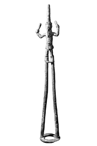 Figure 008046 Ldamie brass caster brass casting Dan 
				Gio people / Liberia; man on stilts private collection