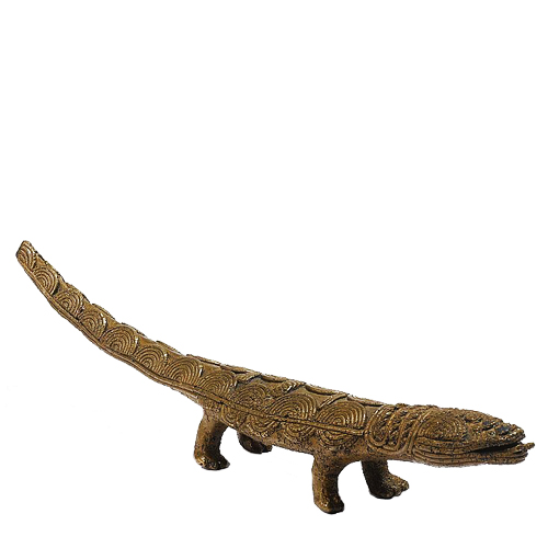 Figure 013010; Ldamie brass caster brass casting Dan 
				Gio people / Liberia; crocodile; collected 1926-30 by Walter Wilson; brass