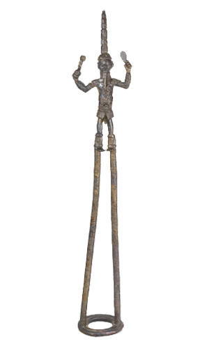 Figure 008046 Ldamie brass caster brass casting Dan 
				Gio people / Liberia; man on stilts