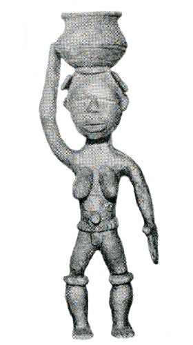 Liberia Ldamie brass figure Figure 012001 Ldamie brass caster brass casting Dan Gio people
/ Liberia; female figure carrying water;
collected in 1934-1935; 8 7/16 in. (21.7 cm); Etta Becker-Donner