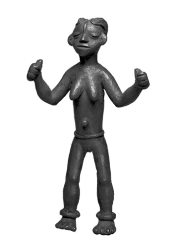 Liberia Ldamie brass figure Figure 013001 Ldamie brass caster brass casting Dan Gio people
/ Liberia; standing female figure; collected Brooklyn Museum Expedition, 1922; 9 in. (22.9 cm) Brooklyn Museum of Art, Robert B. Woodward Memorial Fund, 22.254