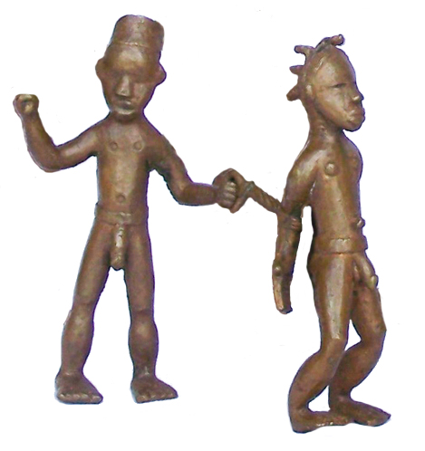Figure 013006 Ldamie brass caster brass casting Dan Gio people 
				/ Liberia; slave trader with bound slave