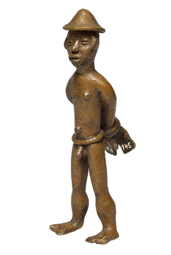 Figure 018002 Ldamie brass caster brass casting Dan 
				Gio people / Liberia; male figure with bound hands