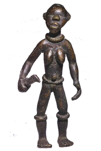 Figure 002001 Ldamie brass caster brass casting Dan Gio people 
				/ Liberia; female figure with machete