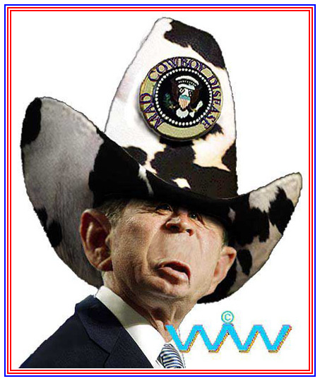 President George Bush President George W. Bush Dubya Wizard of Whimsy
              mad cow disease mad cowboy disease ten gallon hat
