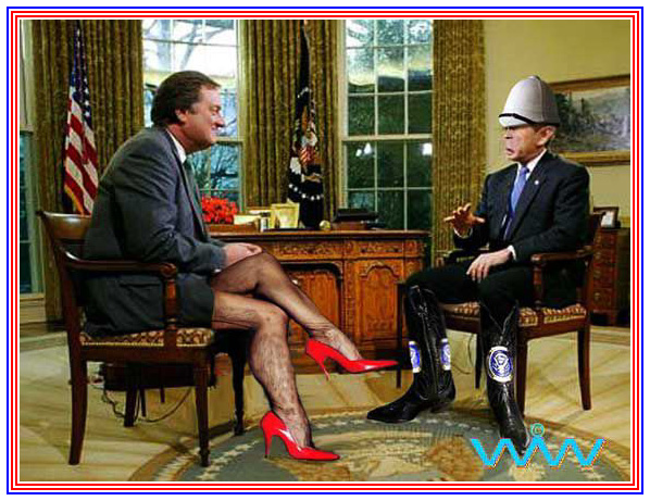 President George Bush President George W. Bush NBC Meet the Press 
                Tim Russert tranny red shoes Meak the Press Oval Office Wizard of Whimsy