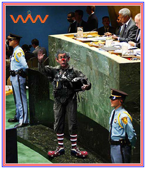 President George Bush President George W. Bush United Nations Secretary General Kofi Anan
                clown suit big red floppy shoes United States Air Force Uniform Wizard of Whimsy